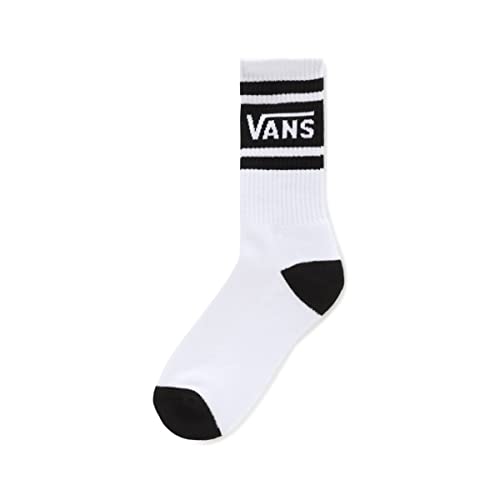 Vans Drop V Crew Boys (1-6, 1PK) Sock, White-Black, OS Unisex Niños