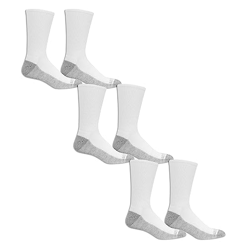 Fruit of the Loom Men's 6 Pack Crew, Shoe Size: 6-12 (Sock Size: 10-13), White