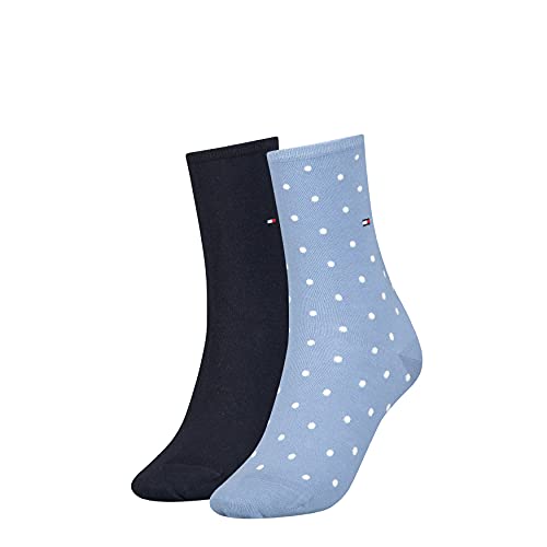 Tommy Hilfiger Women's Dot Socks Calcetín clásico, Light Blue, 39 Regular para Mujer