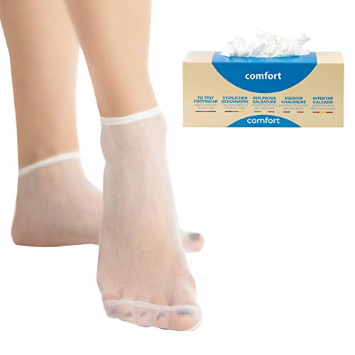 Pedsox Medias Higiénicas Confort Desechables para prueba de calzado, Color blanco., Talla única