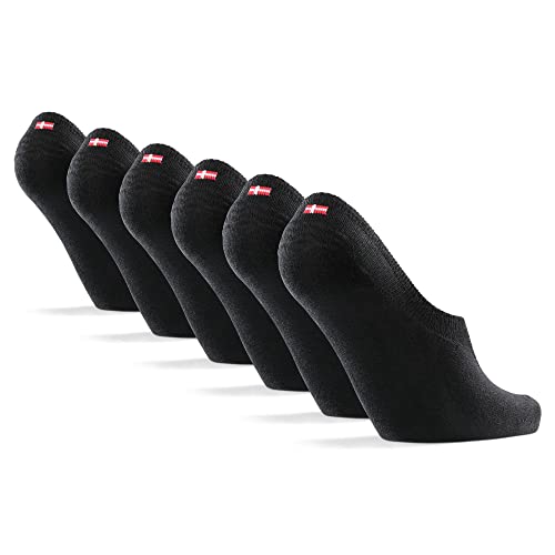 DANISH ENDURANCE 6 Pack Pinkies en Bambú, Transpirables, Calcetines Invisibles Mujer y Hombre, Negro, 39-42