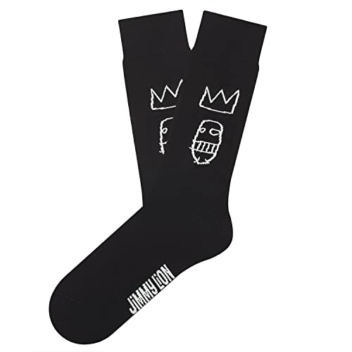 Jimmy Lion Calcetines color Negro con estampados de Basquiat Sugar Ray Robinson, fabricados en algodón peinado de primera calidad. Talla 41-46 en media caña. ¡Camina con estilo!