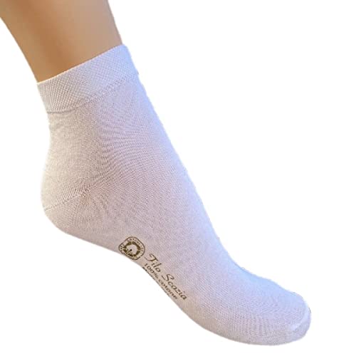 Infinity 12 pares de calcetines deportivos de puro algodón con hilo de Escocia elástico para hombre, Color blanco., 39-42