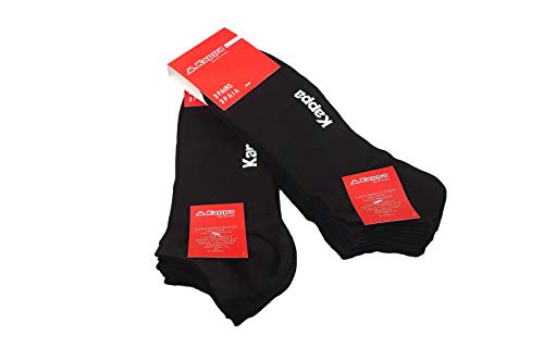 Kappa 6 pares de calcetines cortos, de punto, de hilo de Escocia, unisex Negro Medium