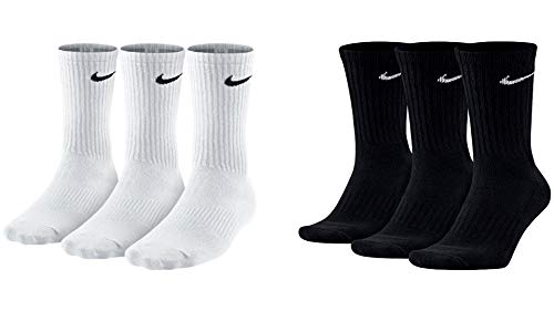 Nike SX4508 - 6 pares de calcetines para hombre y mujer, blanco o negro o gris blanco y negro 34/38 EU