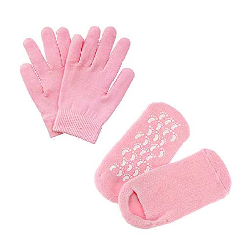 Pinkiou Calcetines de gel humectantes Calcetines de silicona suave para pieles secas y agrietadas Tacón agrietado Pies blanqueadores hidratantes (rosa)