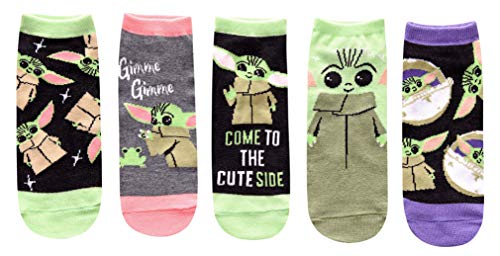 Star Wars Baby Yoda Come to the Cute Side Juniors/Womens 5 Pack Ankle Socks