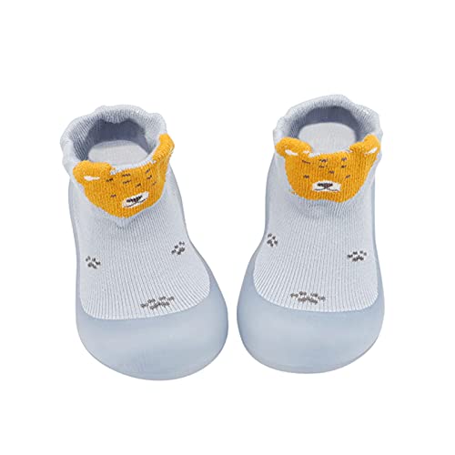 Zapatos Calcetines Primeros Pasos Bebé Niños Niñas Calcetines Antideslizantes Bebé con Suela de Goma Calcetines con Suela de Goma para Bebés Zapatillas Antideslizantes de Primeros (04-Sky...
