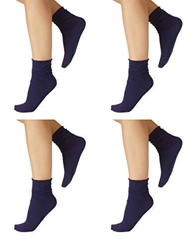 CALZITALY PACK 4/5 PARES Calcetines sin Puño Elástico, Calcetines Mujer, Mini Medias Opacas, Calcetines Rombos | Verde, Azul, Natural, Negro | Made in Italy (Talla única, 4 Pares Navy)