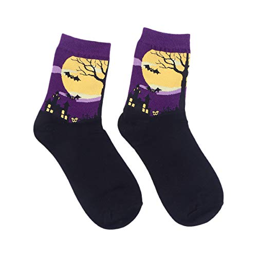 VORCOOL Calcetines de Halloween Estilo de Dibujos Animados calcetín de Tobillo de algodón para Mujeres niñas (púrpura)
