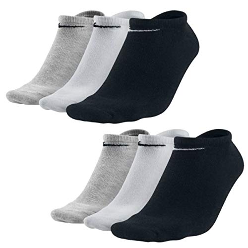 Nike 6 pares de calcetines para zapatillas, color negro/blanco/multicolor negro, blanco y gris. XL
