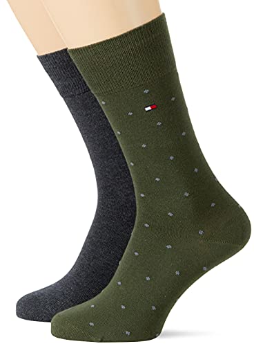Tommy Hilfiger Dot Men's Socks Calcetín clásico, Olive, 39 Regular para Hombre