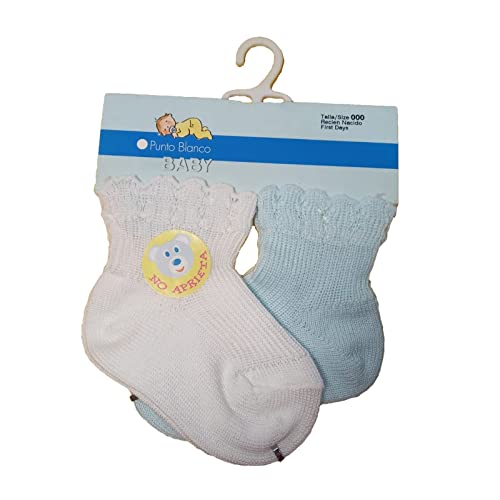 Punto Blanco Pack de dos pares de calcetines de bebé Azul, Talla 000 (0-3 meses)