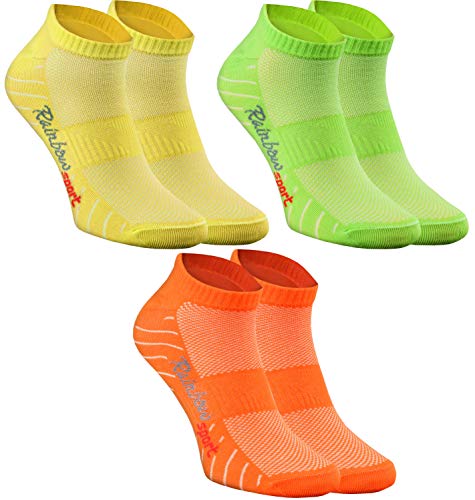 Rainbow Socks - Hombre Mujer Calcetines Deporte - 3 Pares - Amarillo Verde Naranja - Talla 36-38