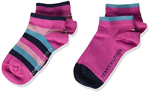 Tommy Hilfiger Basic Stripe Kids' Quarter Socks Trimestre, Pink Combo, 27 Regular Unisex Niños