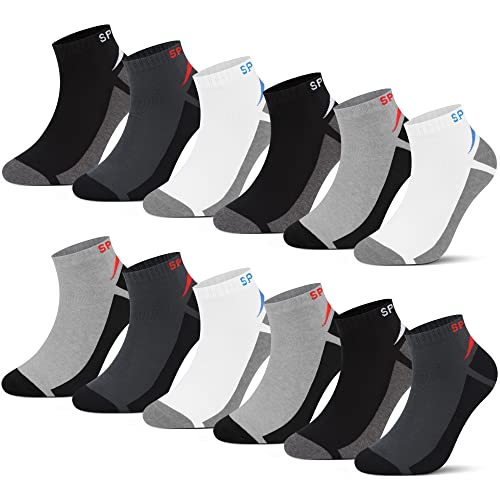 L&K 12 Par de calcetines deportivos de hombre fabricados en algodón antibacteriano 2322 40-44