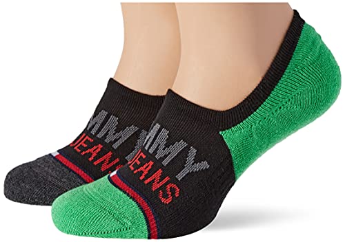 Tommy Hilfiger Tommy Jeans Show High Cut Socks Footie, Green/Black, 43 Regular Unisex Adulto