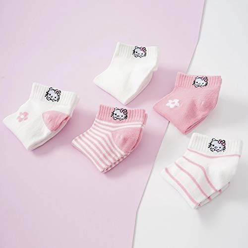 MIWNXM 10 Pares Women Kids  Socks Girls Kawaii Hello-Kitty Embroidery Cotton Socks Korean Cute Lovely Kawaii Cartoon Socks