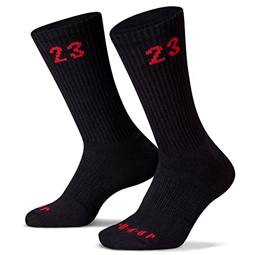 Nike Air Jordan Essential - Paquete de 3 calcetines deportivos para hombre, talla M (6-8), color negro, talla M, Negro, M