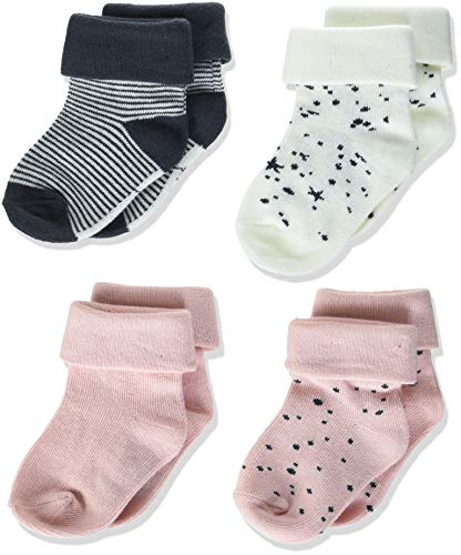 Noppies G Socks Eva Dot Peach Skin-Calcetines (4 Unidades), diseño de Rayas, Color Blanco, Assorti, 3-6 Meses para Bebés
