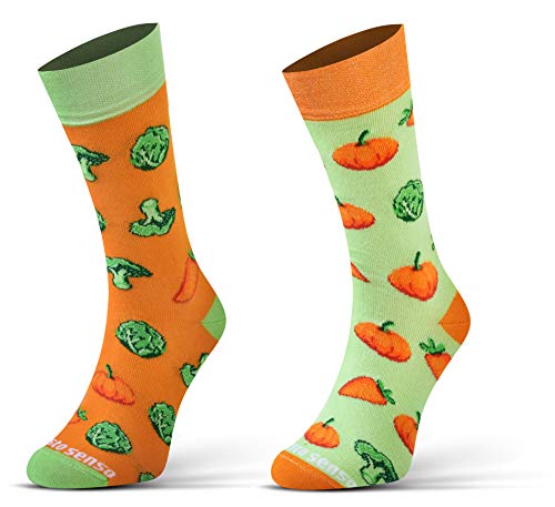 Sesto Senso Calcetines Divertidos Algodón Mujer Hombre Locos Coloridos Funny Socks Calabaza Brócoli Repollo Zanahoria 43-46 Verduras