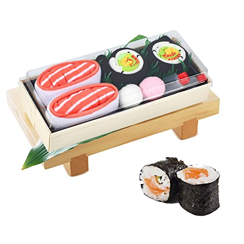 AGRIMONY Calcetines Forma Sushi Divertidos - Personalizados Originales Dibujos Estampados Graciosos Frikis Colores Arte Sushi - Regalos Originales Cumpleanos para Adolescentes(2 pares )