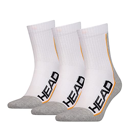 Head Performance Short Crew Socks (3 Pack) Calcetines de Tenis, Blanco/Gris, 39/42 (Pack de 3) Unisex Adulto