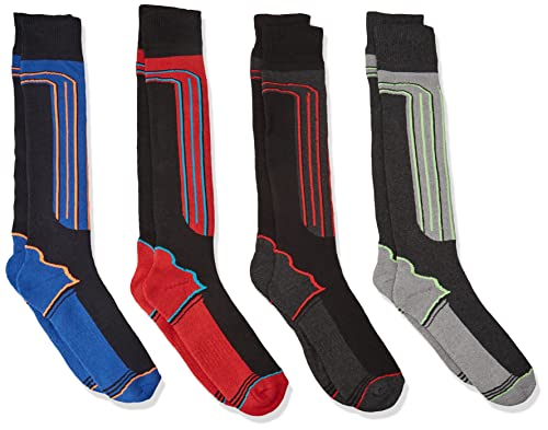 FM London Thermal Ski Socks Multipack Calcetines Altos, Multicolor (Assorted), Talla única (Pack de 4) para Hombre