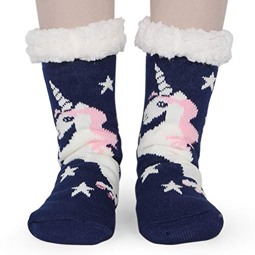Tacobear Mujeres Gruesos lana calcetines de piso casa abrigados calcetines de mujeres antideslizantes calcetines de alfombra Zapatillas de casa para Mujer (unicornio)