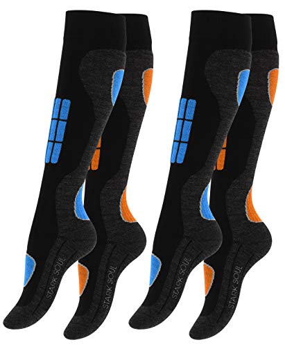 VCA - 2 pares de calcetines funcionales de esquí para mujer, calcetines de esquí con acolchado especial, Otoño-Invierno, Mujer, color azul/naranja, tamaño 35-38