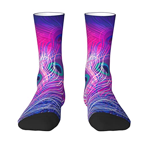 RBAZYFXUJ Calcetines de plumas de pavo real novedosos calcetines deportivos para hombres y mujeres, ver fotos, Talla única