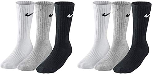 Nike SX4508 - 6 pares de calcetines para hombre y mujer, blanco o negro o gris Blanco, gris, negro. 42-46
