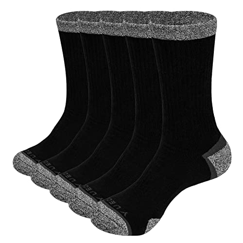 YUEDGE Calcetines de algodón acolchados gruesos para mujer, Calcetines de senderismo Calcetines deportivos para mujer, 5 pares, talla 39-42
