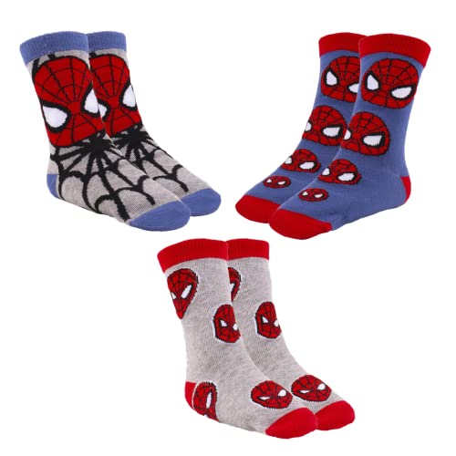 Marvel Spiderman Calcetines para Niño, Diseño Spiderman Calcetines Altos, Regalo para Niños y Adolescentes, Talla EU 27/30