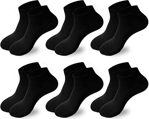 DIVABONNA 6 Pares Calcetines Tobilleros Mujer y Hombre – Calcetines Cortos Mujer y Hombre Transpirables Algodón Premium de 200 Hilos (35-40, Negro)