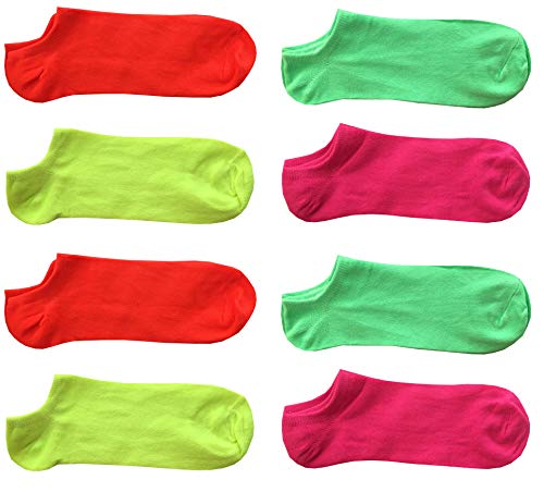 Yanoir 8 pares de calcetines de colores fluorescentes para mujer, modelo de fantasma pariscarpa, talla única 35-40