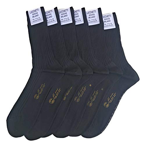 Lucchetti Socks Milano 6 pares de calcetines para hombre, cortos, hilo de Escocia, 100% algodón remachado, fabricado en Italia turquesa 39/42 ES (39-42, Negro)