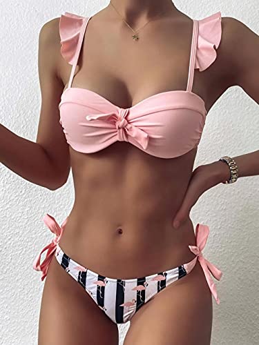 maozuzyy Bikinis Bañador Mujer Bikini con Nudo Sexy, Nuevo Traje De Baño con Volantes para Mujer, Traje De Baño Push Up, Conjunto De Bikini con Tirantes, Traje De Baño Femenino,...