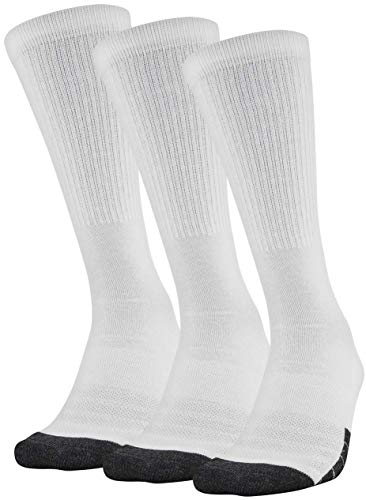Under Armour Adult Performance Tech Crew Socks, Multipairs, White (3-Pairs), X-Large