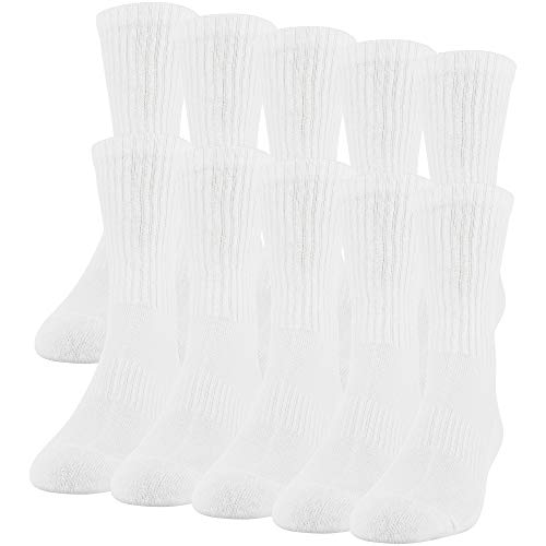 Gildan Calcetines de algodón para hombre, 10 pares de calcetines de algodón, 10 pares (10 unidades), White (10 Pair), Shoe Size: 6-12