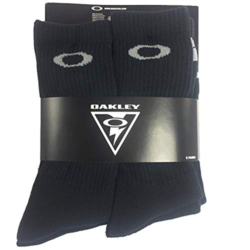 Oakley 5 Pack Crew Socks, Black, Medium