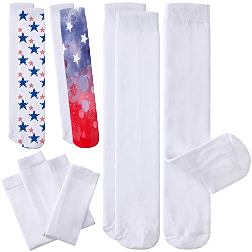 6 pares de calcetines blancos de sublimación, calcetines de tubo para hombres y mujeres, calcetines de sublimación listos para adolescentes adultos DIY calcetines personalizados