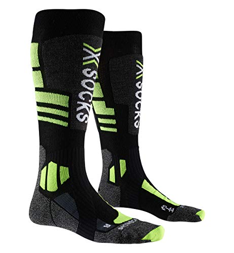 X-Socks Snowboard 4.0 Calcetines Térmicos Con Compresión, Ergonómicos Y Acolchados Para Los Deportes De Invierno, Ski, Snowboard, Unisex adulto, Black/Grey/Phyton Yellow, 42/44