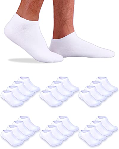 topline Calcetines tobilleros hombre & Calcetines tobilleros mujer - Calcetines hombre cortos - Calcetines tobilleros blancos - Calcetines Mujer tobilleros (40-46, Blanco (12 Pares))