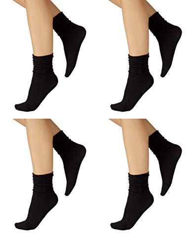 CALZITALY PACK 4/5 PARES Calcetines sin Puño Elástico, Calcetines Mujer, Mini Medias Opacas, Calcetines Rombos | Verde, Azul, Natural, Negro | Made in Italy (Talla única, 4 Pares Negros)