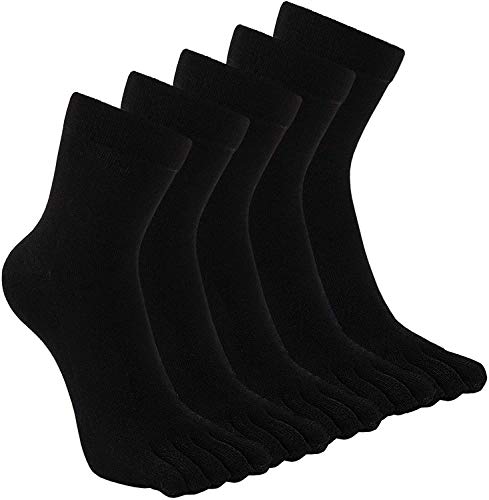 PUTUO Calcetines Dedos Hombres Negro Calcetines de Deportes de Algodón, Hombres Cinco Calcetines del dedo del pie, 44 45 46 47