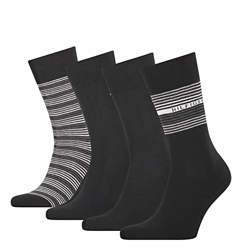 Tommy Hilfiger Stripe Men's Socks Gift Box Calcetines, Negro (Black), 43-46 para Hombre