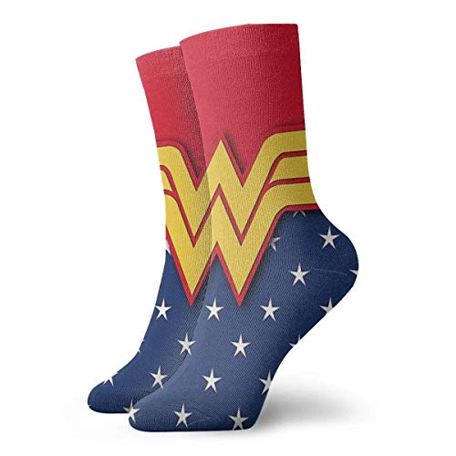 Lsjuee Wonder Woman 2 pares de calcetines Crew Funny Casual Unisex Adult Men 'S & Women' S Kids Anime Printing Athletic Tobillo Calcetín Cool 90 'S
