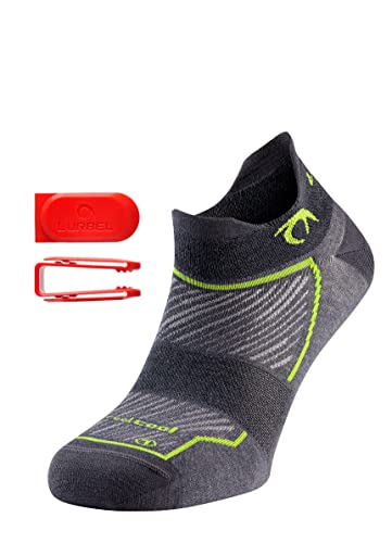 Lurbel Tiny, Calcetines de running, calcetines sin costuras, calcetín Anti-ampollas, calcetines para correr, calcetín transpirable, calcetines bajitos. (Gris - Pistacho, MEDIANA - M)
