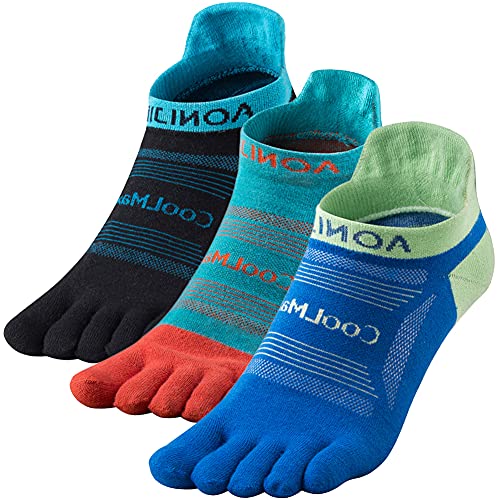 OrrinSports 3 pares de calcetines atléticos para los dedos de los pies para hombres y mujeres que corren cinco dedos , Calcetines deportivos para maratón